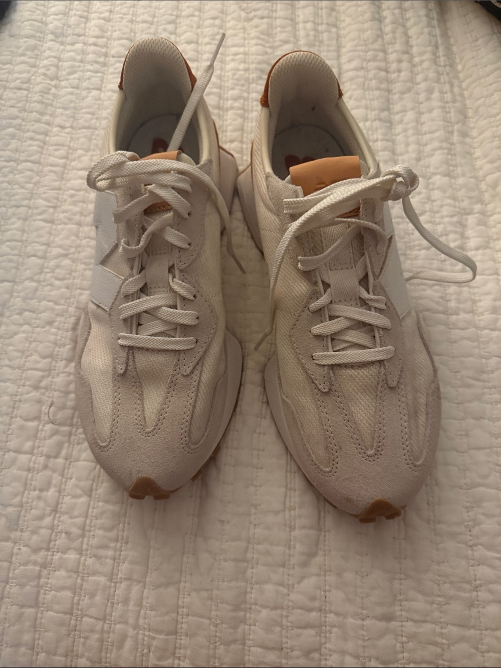 New Balance Women's White and Tan Casual Sneakers